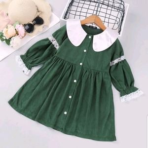 Toddler Peter pan collar suede dress